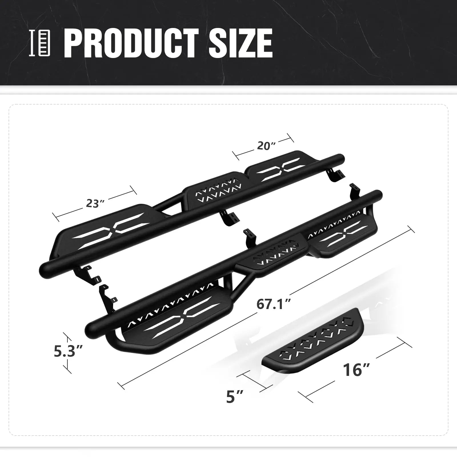 Yzona Running Boards for 2014-2025 4-Runner SR5 / TRD Pro