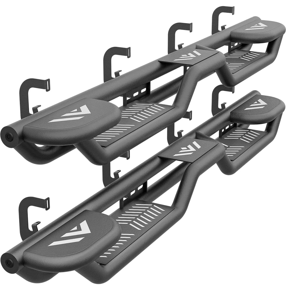 Three Raised Steps Running Boards for 2007-2018 Chevy Silverado & GMC Sierra 1500 | 2007-2019 Chevrolet Silverado & GMC Sierra 2500 HD 3500 HD CrewCab