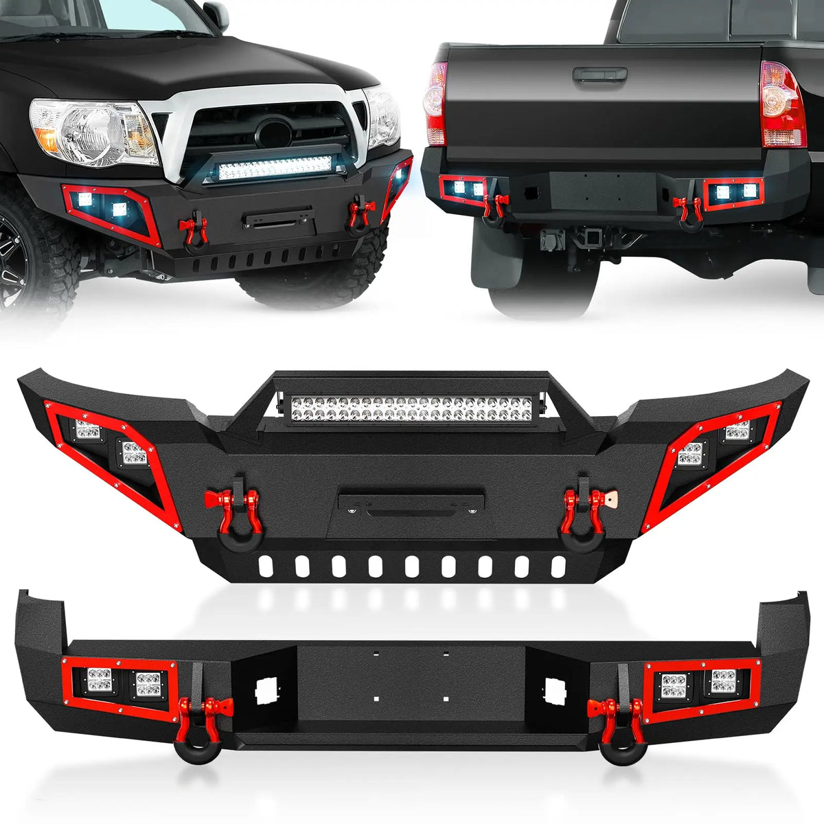 for Tacoma Pickup Truck Front and Rear Bumpers Compatible with 2005-2015 Toyota Tacoma 2nd Gen | Yzona
