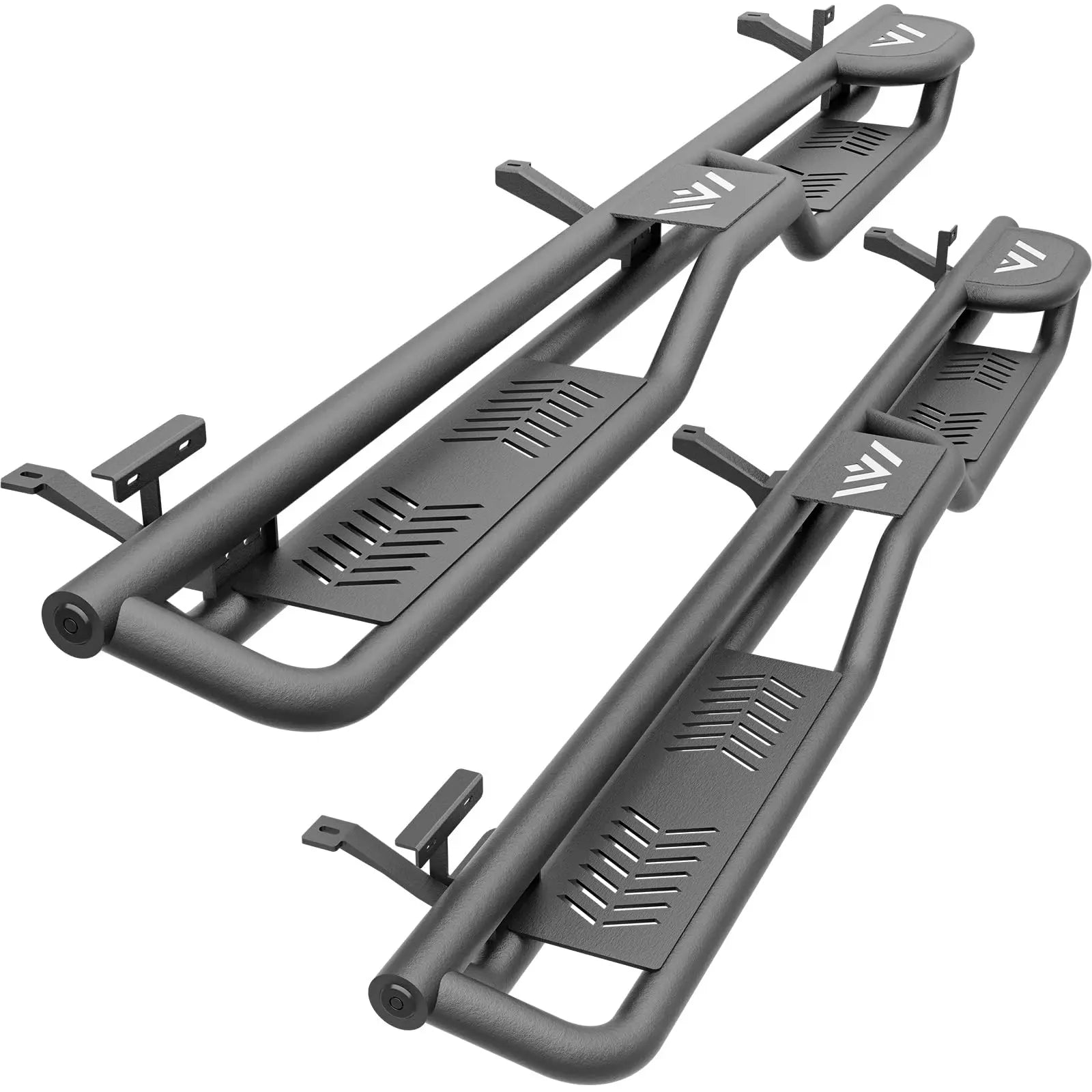Two Raised Steps Quad Cab Nerf Bar Running Boards Compatible for 2002-2008 Dodge Ram 1500, 2003-2009 Ram 2500 3500 | Yzona