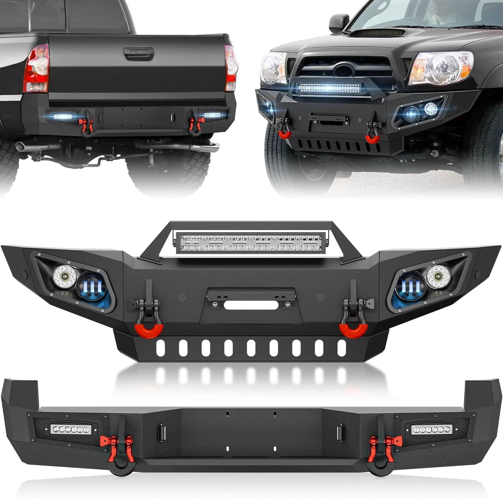 for Tacoma Pickup Truck Front and Rear Bumpers Compatible with 2005-2015 Toyota Tacoma 2nd Gen | Yzona