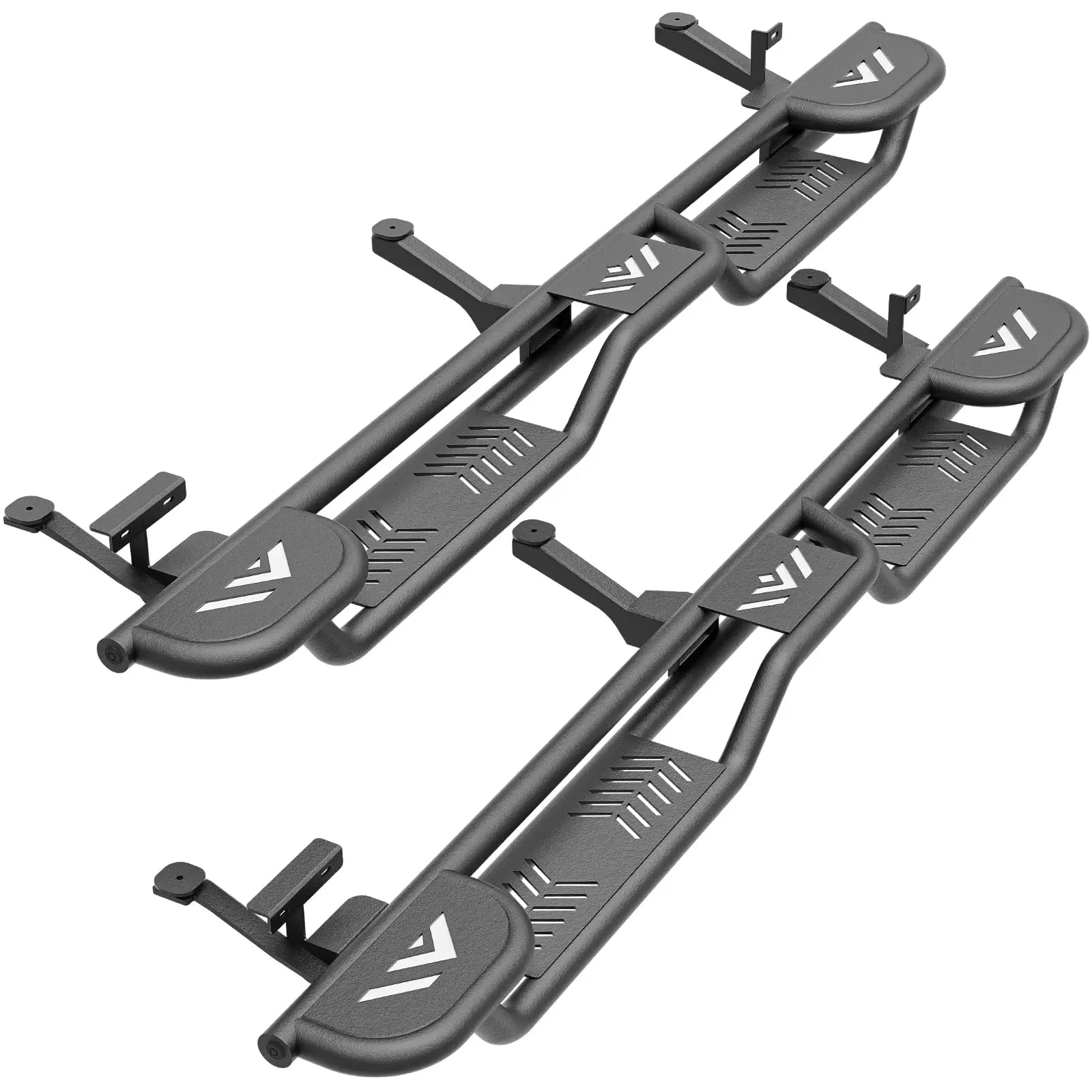 Two Raised Steps Quad Cab Nerf Bar Running Boards Compatible for 2002-2008 Dodge Ram 1500, 2003-2009 Ram 2500 3500 | Yzona