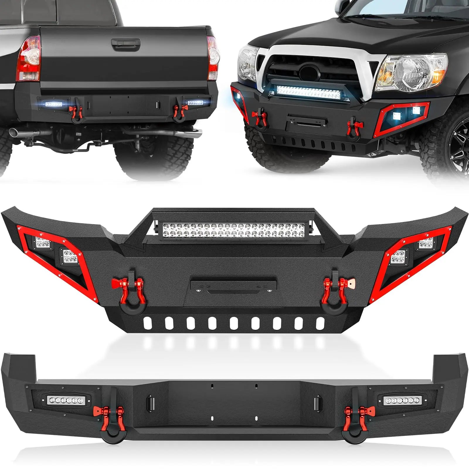for Tacoma Pickup Truck Front and Rear Bumpers Compatible with 2005-2015 Toyota Tacoma 2nd Gen | Yzona