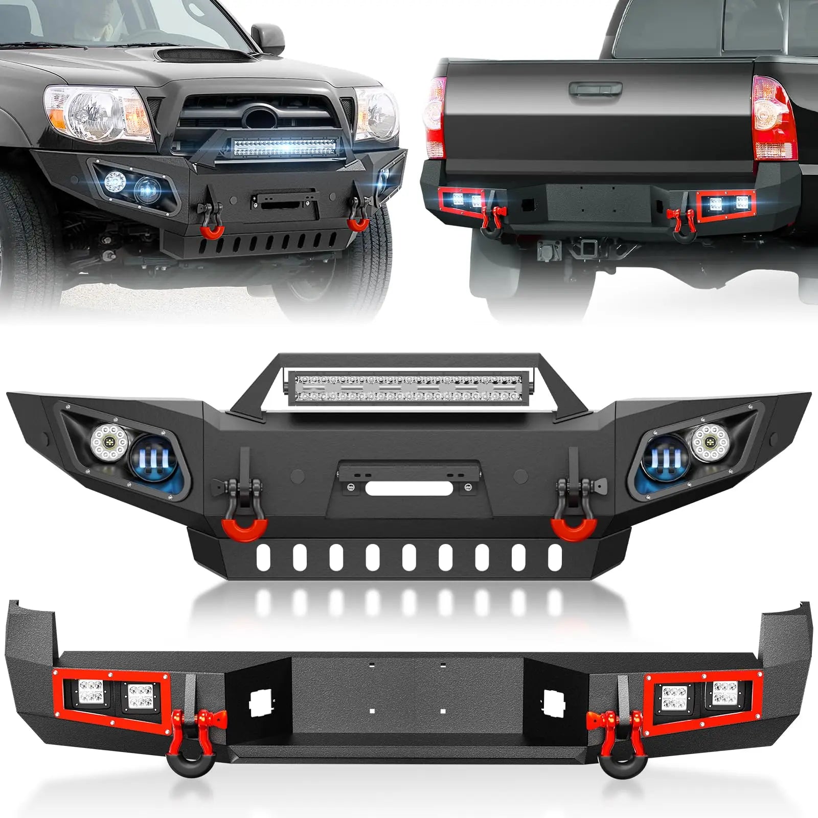 for Tacoma Pickup Truck Front and Rear Bumpers Compatible with 2005-2015 Toyota Tacoma 2nd Gen | Yzona