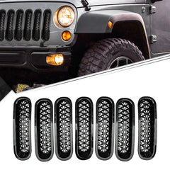 7pcs Grille Mesh Inserts for 2007-2018 Jeep Wrangler JK JKU Accessories