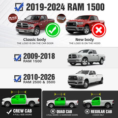 Side Steps Compatible with 2009-2018 Dodge Ram 1500 Crew Cab 6.5