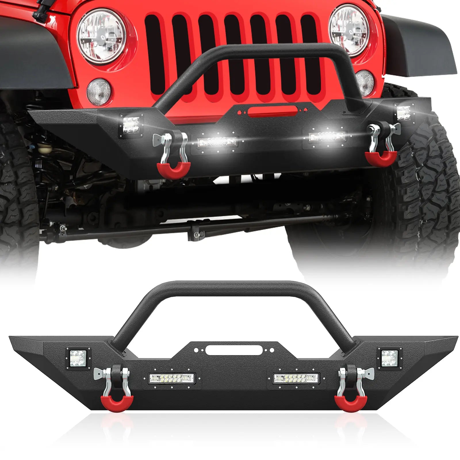 Aftermarket Bumpers for Trucks Compatible with 2007-2018 Jeep Wrangler JK JKU