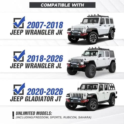 Push Bumpers for 2007-2025 Jeep Wrangler JK JL JKU JLU & Gladiator JT