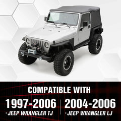 Flat Fender Flares for 1997-2006 Wrangler TJ & 2004-2006 Wrangler LJ