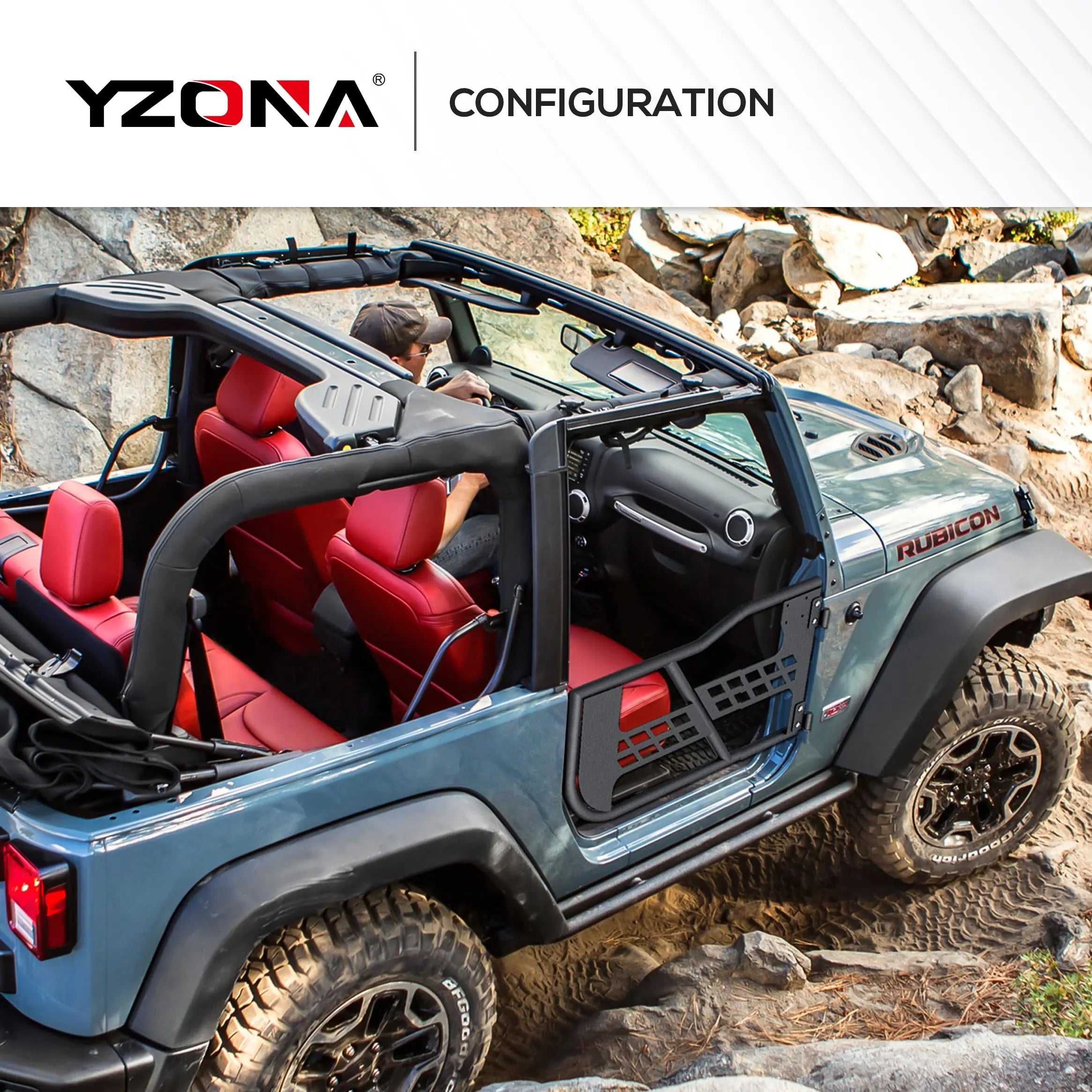for Jeep JK Half Trail Door Compatible With 2007-2018 Jeep Wrangler JK JKU Unlimited 2 Doors - Yzona