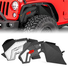 【Yzona】Steel Alloy Mud Flaps & Splash Guards - 2-Piece Automotive Fender Protection Sets, Powder Coated, Rustproof, Durable Car Exterior Accessories, Debris Shielding for 2007-2018 Jeep Wrangler JK & JKU Unlimited 2/4 Doors
