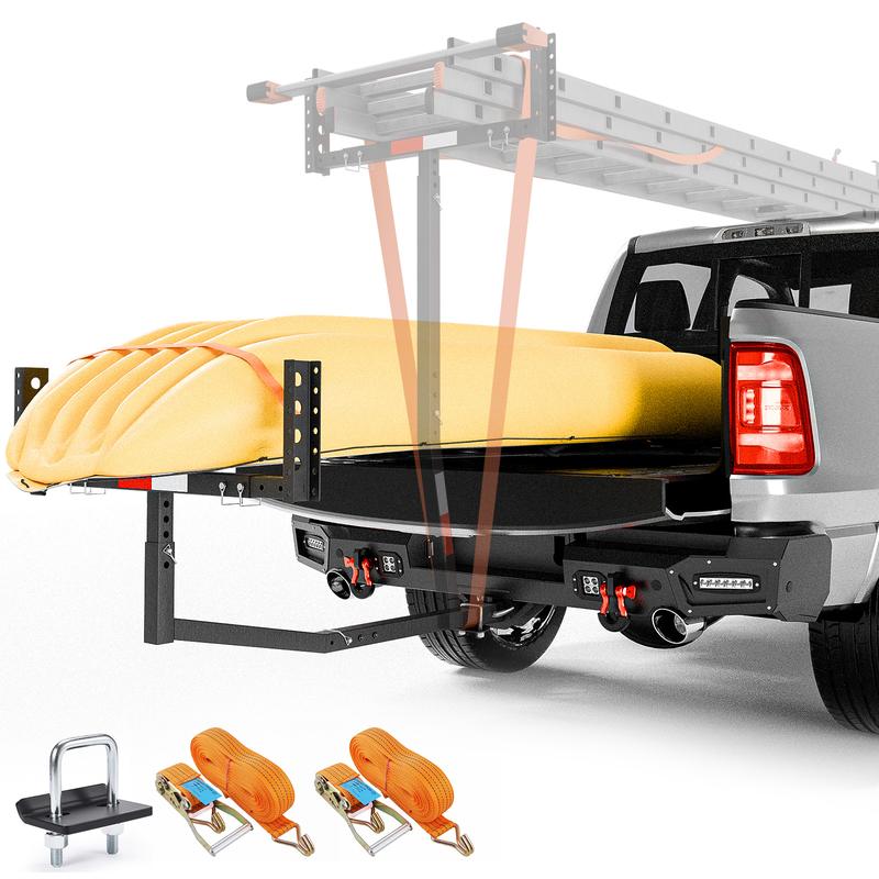 【Yzona】Truck Bed Hitch Extender, 2-in-1 Foldable High-Strength Material, 800 lbs Load Capacity, Adjustable Length for Most Pickup Trucks & SUVs, Safe & Stable Reliable Transport, Kayak Protector for Cargo