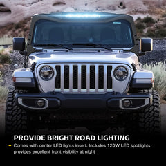 【YZONA】Windshield Frame Compatible for 2018-2026 Wrangler JL & Gladiator JT, Not for JL 4xe & JT Mojave. Built-in LED Bar & Sun Visor, Heavy-Duty Front Windscreen Rack Protector. No Drilling Install