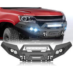 【EYOUHZ】Steel Front Bumper Compatible with Chevy Colorado 2015-2020 Excl ZR2, Winch Plate, LED Lights, License Plate Frame, Sensor Holes, Exclude Zr2 & Recovery D-Rings