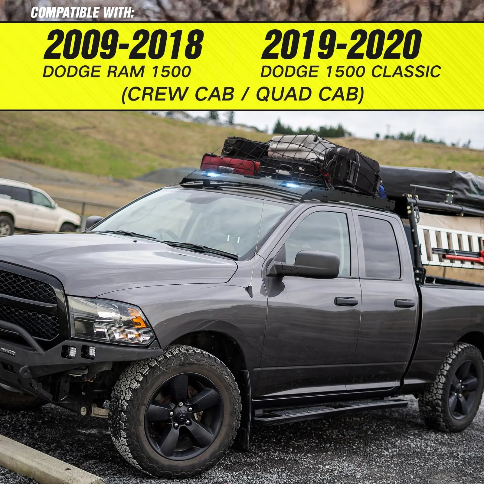 4 LED Lights Roof Rack Cargo Basket Compatible with 2021-2025 Ford Bronco Hardtop 4-Door | Yzona