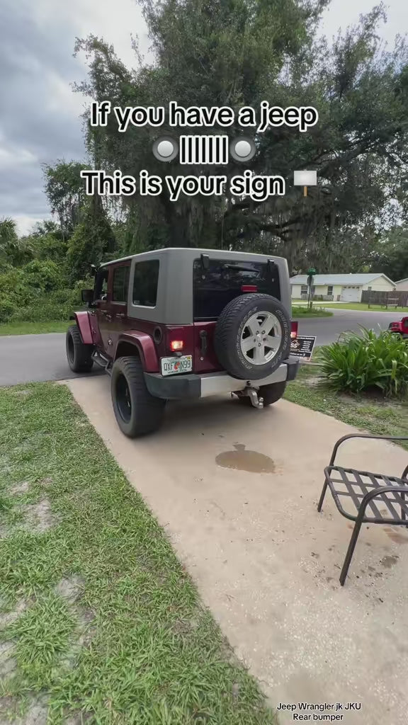 for Aftermarket Rear Wrangler Jeep Bumpers Compatible with 2007-2018 Jeep Wrangler JK JKU Unlimited 2/4 Doors with 2 x 18W LED Lights | Yzona